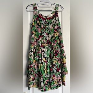 Moulinette Soeurs Anthropologie Akebia Floral Tiered Ruffle Silk Dress size 0